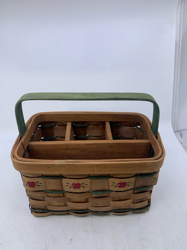 DARK WOVEN APPLE PRINTED DIVIDED BASKET.