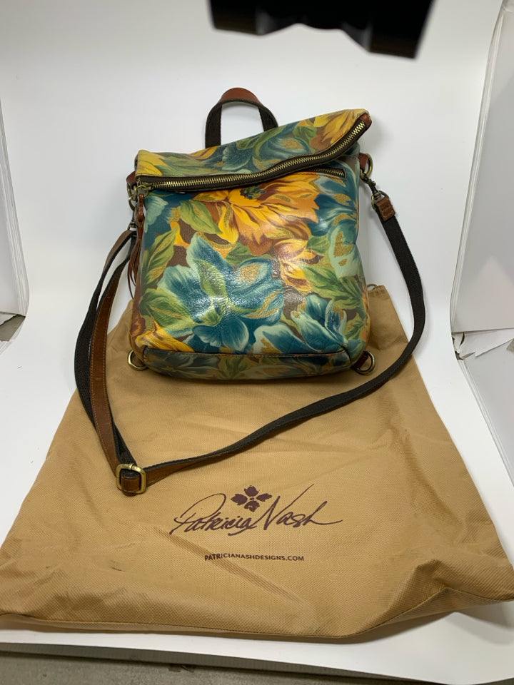 Patricia Nash Marigold Harvest Print Convertible Bag w/ Sleeper Bag