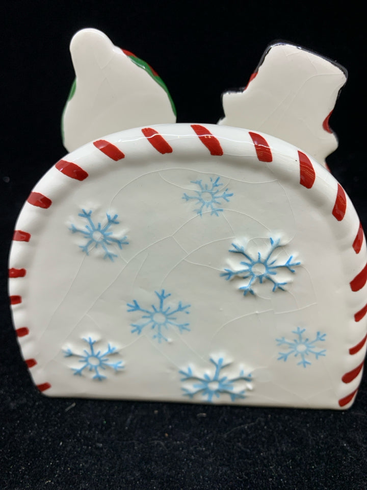 SNOWMAN COUPLE NAPKIN HOLDER.