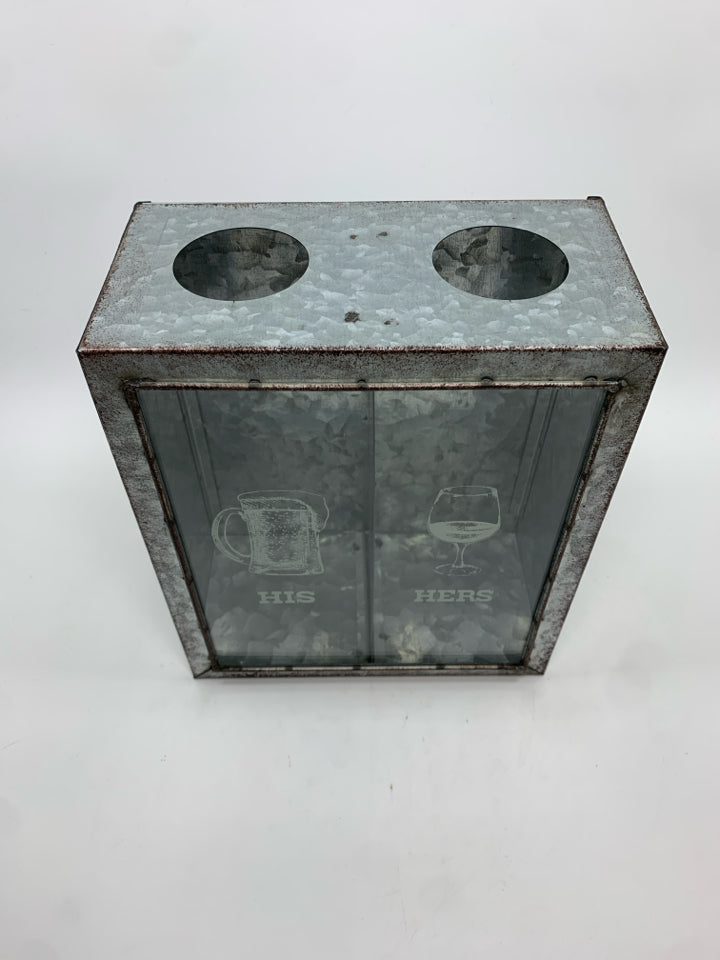 GALVANIZED HIS/HER CORK/BEER CAP HOLDER.