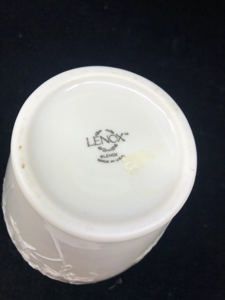 LENOX VASE W/ EMBOSSED FLOWERS.