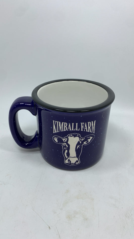 BLUE CERAMIC KIMBALL FARM MUG.