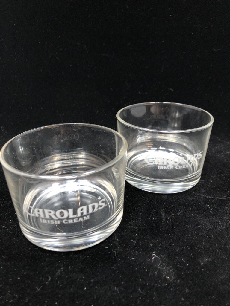 2 IRISH CREAM CAROLANS SHORT LOWBALL GLASSES.