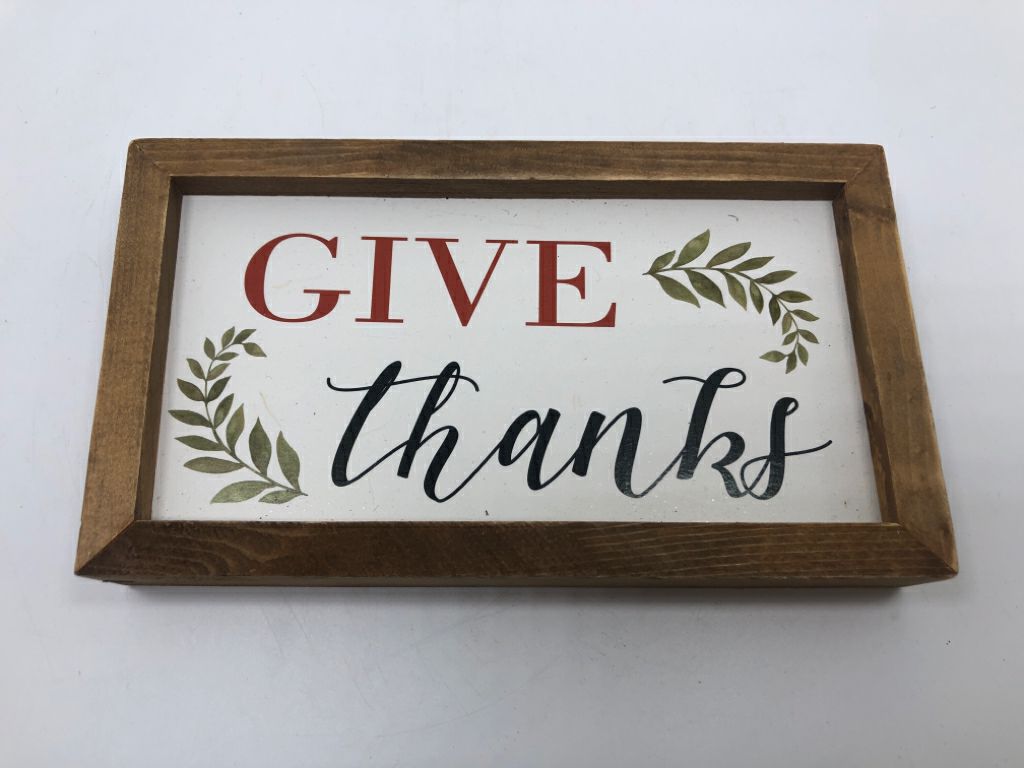 "GIVE THANKS" WOOD BLOCK SIGN.