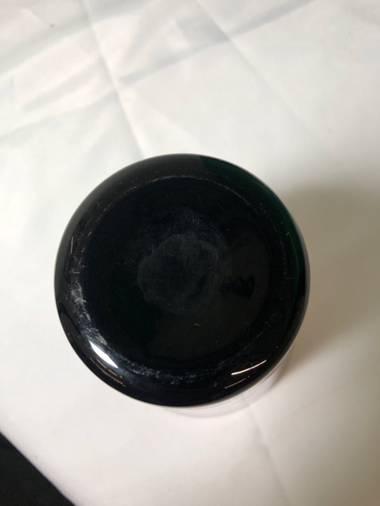DARK PURPLE GLASS VASE W/ FLARED TOP.