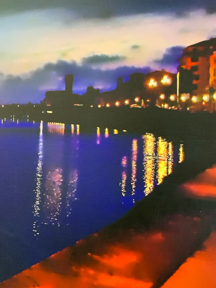 NIGHT-TIME WATERWAY CANVAS PRINT.