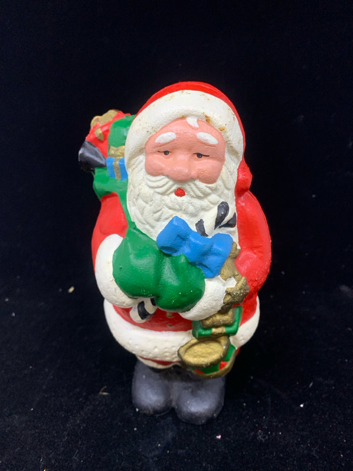 CAST IRON SANTA W/TOY BAG STILL BANK.