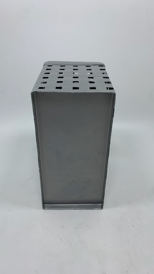 SILVER METAL RECIPE BOX.