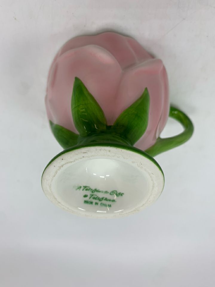 PINK ROSE TEACUP AND SAUCER.