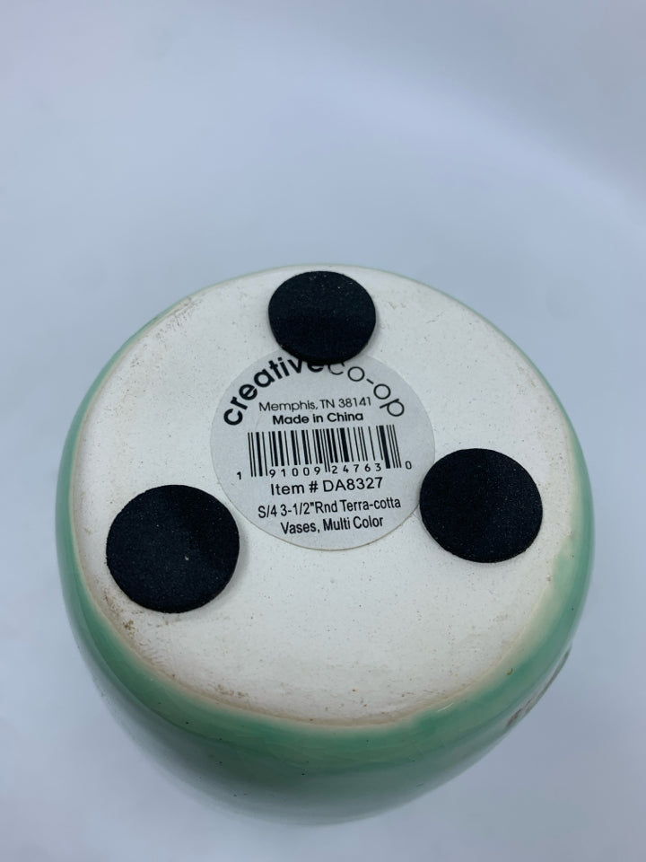 SM RUSTIC TEAL GLAZED VASE.