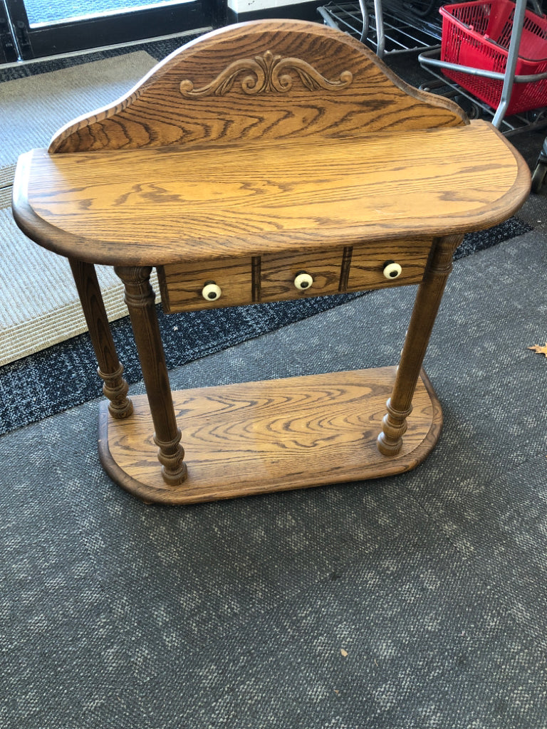 2pc WOOD CONSOLE TABLE + WALL MIRROR.