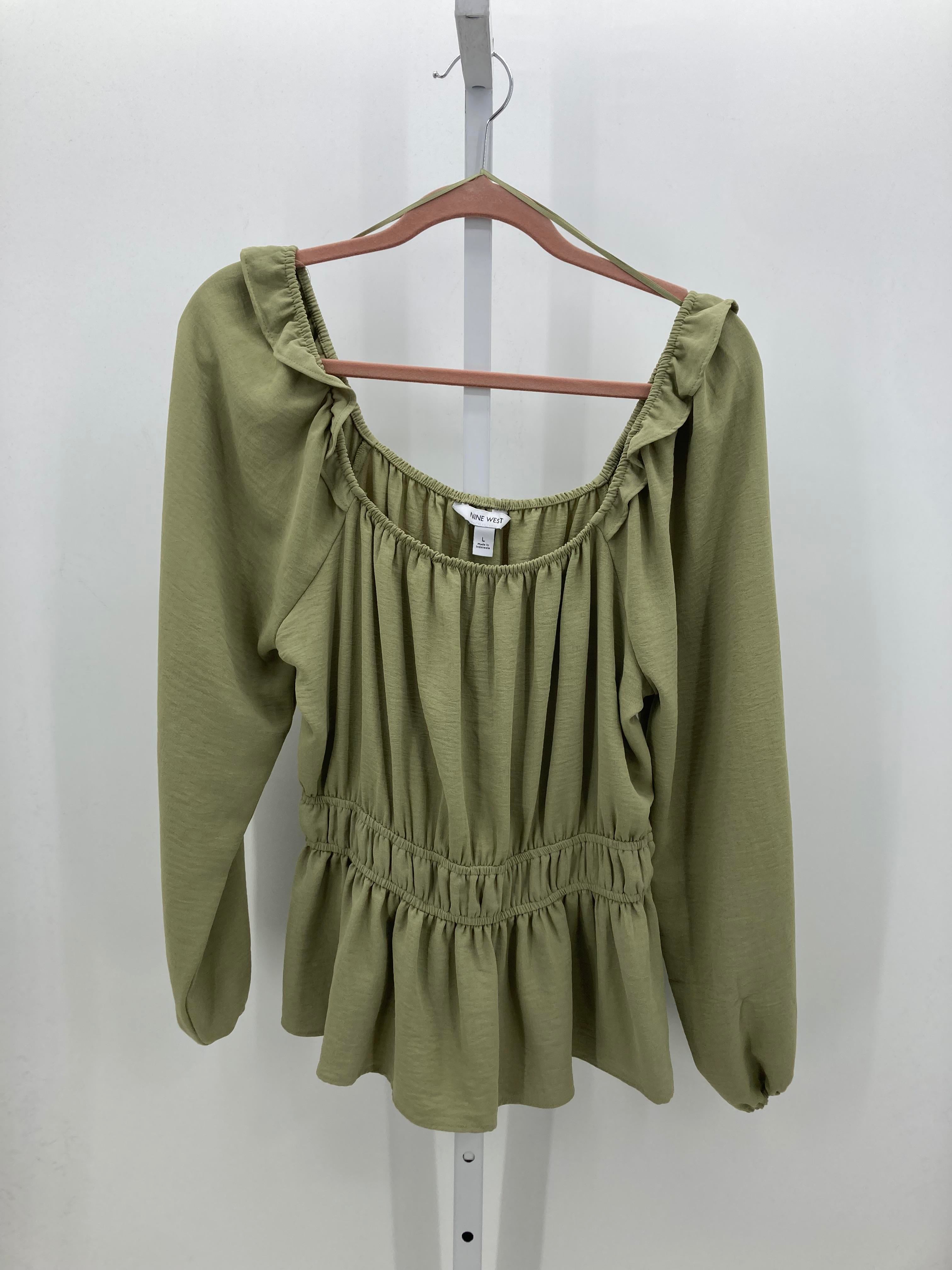 Nine West Size Large Misses Long Sleeve Shirt