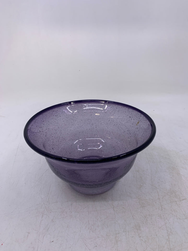 SMALL PURPLE BUBBLE GLASS BOWL.