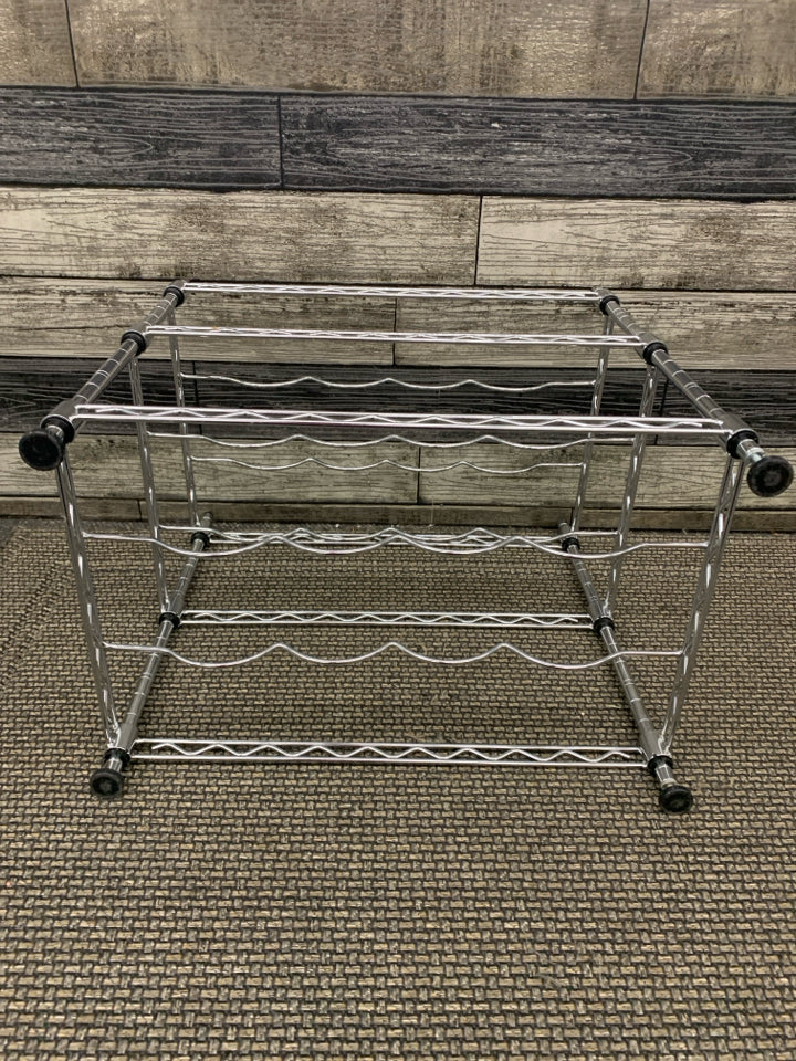 GREY METAL WINE RACK.