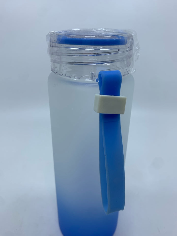 NIB FROSTED BLUE GLASS TRAVEL CUP.