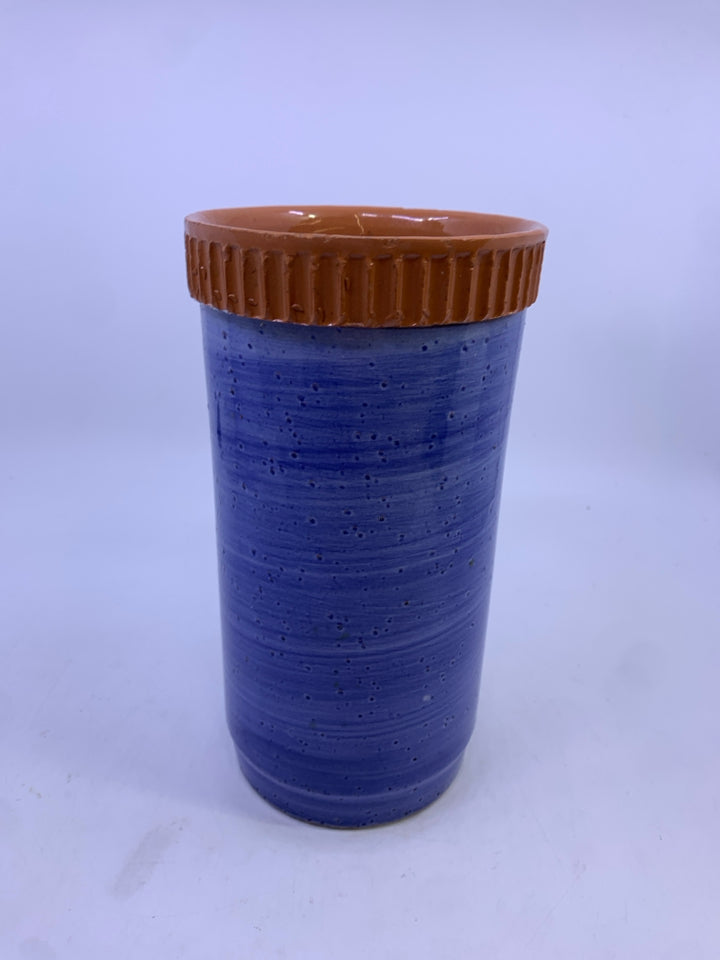 BLUE GLAZED TERRA COTTA BOTTLE SLEEVE.