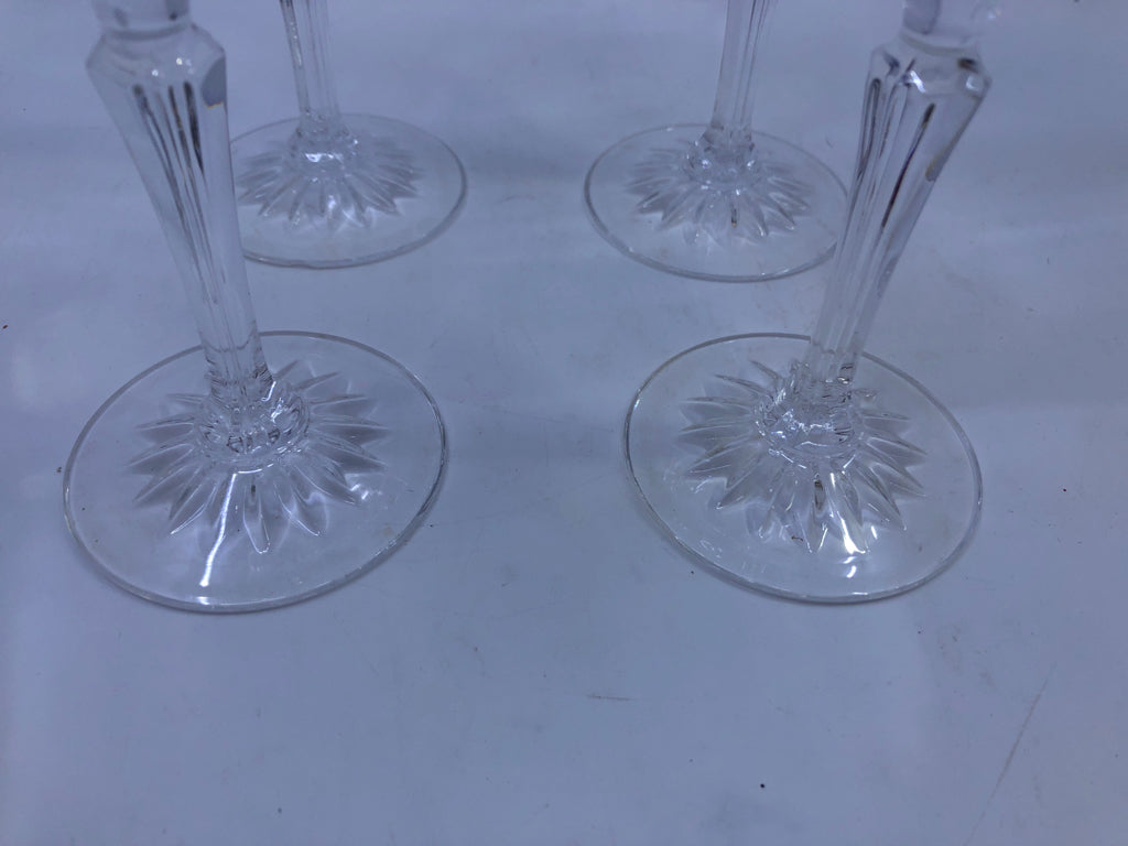 4 CRYSTAL DIAMOND PATTERN CHAMPAGNE FLUTES.