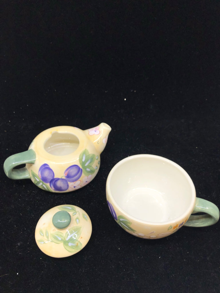 FRUIT TEAPOT & CUP - TEA FOR ONE.