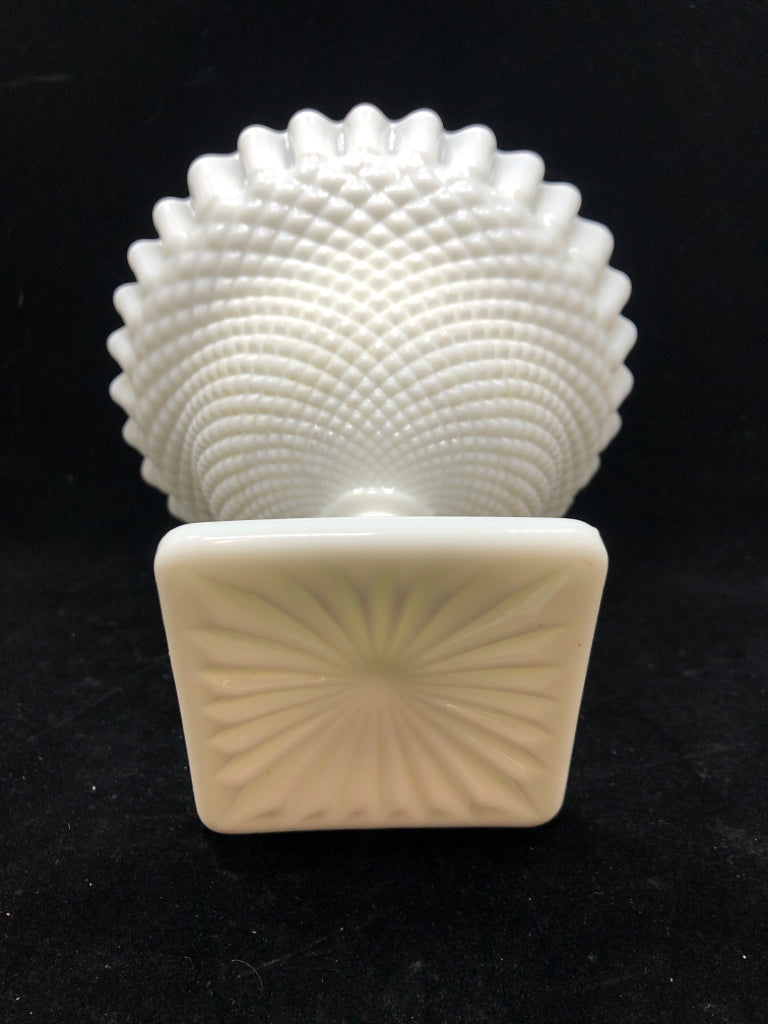 VTG HOBNAIL MILK GLASS PEDESTAL BOWL.