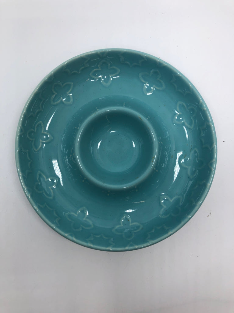 BLUE CERAMIC DIP DISH.