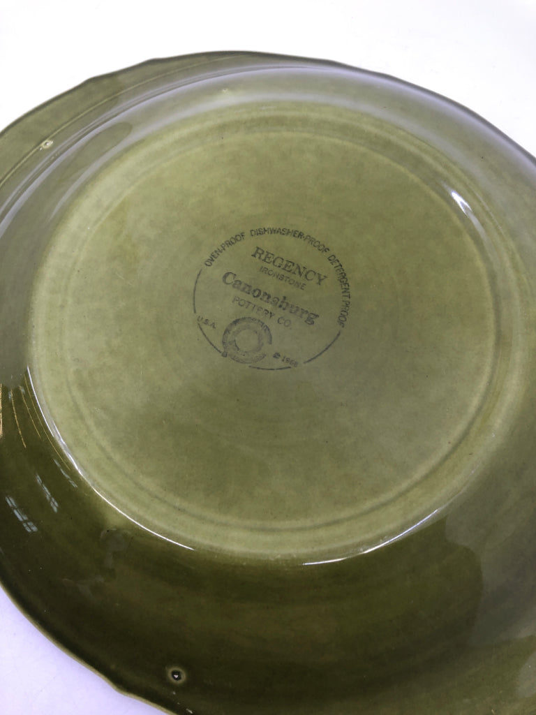 VTG OVAL SERVING PLATTER POTTERY GREEN REGENCY IRONSTONE.