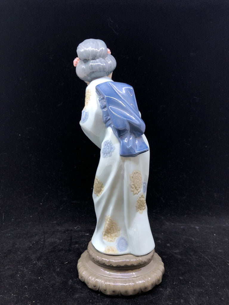 LLADRO WOMAN BOWING IN BLUE KIMONO.