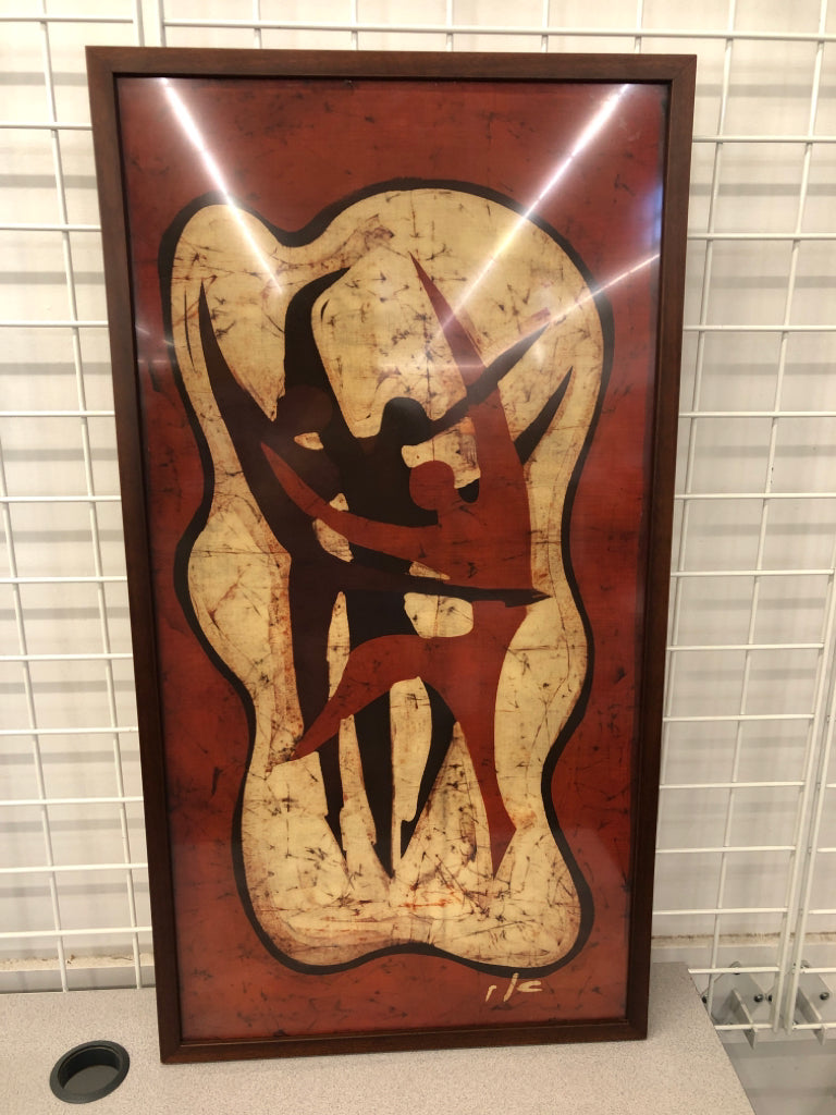 ABSTRACT PEOPLE DANCING IN BROWN FRAME.