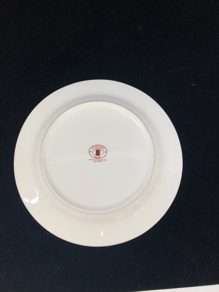 2 SNOWMEN PLATES W/ RED POLKA DOT EDGE.