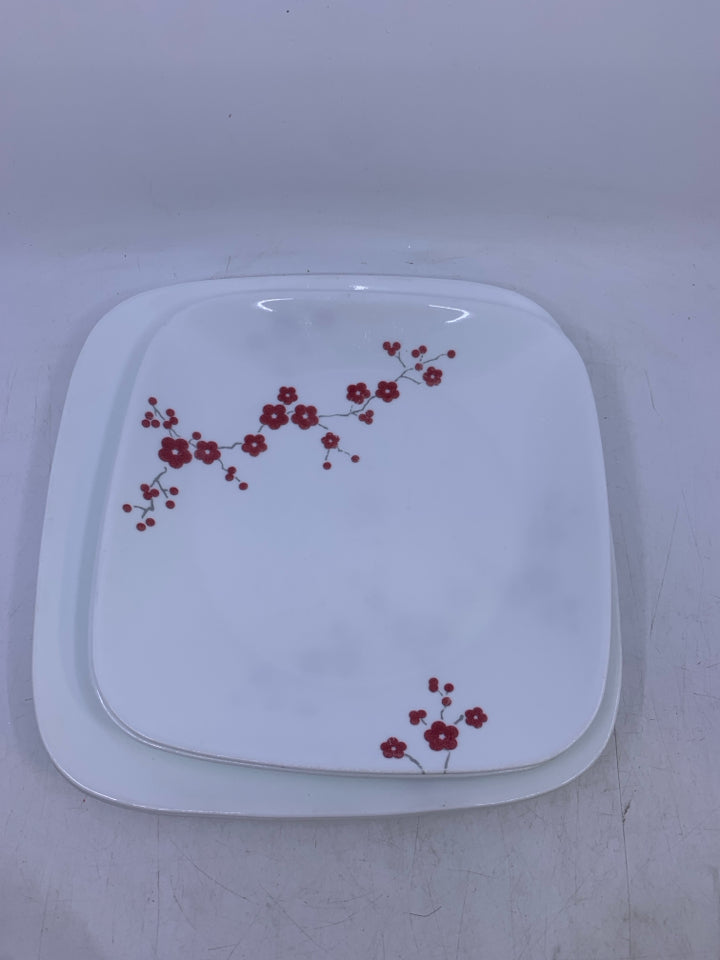 8 SQUARE CHERRY BLOSSOM PLATES DINNER/LUNCH.