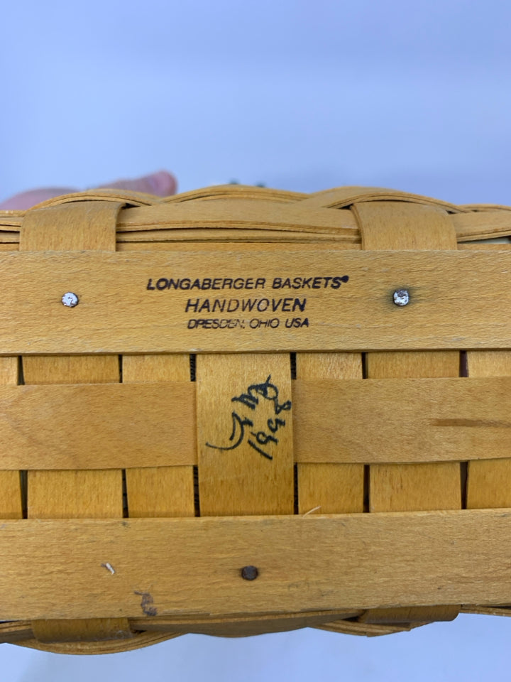 LONGABERGER CHRISTMAS COLLECTION GLAD TIDINGS BASKET 1998 EDITION W/ LINER, INSE