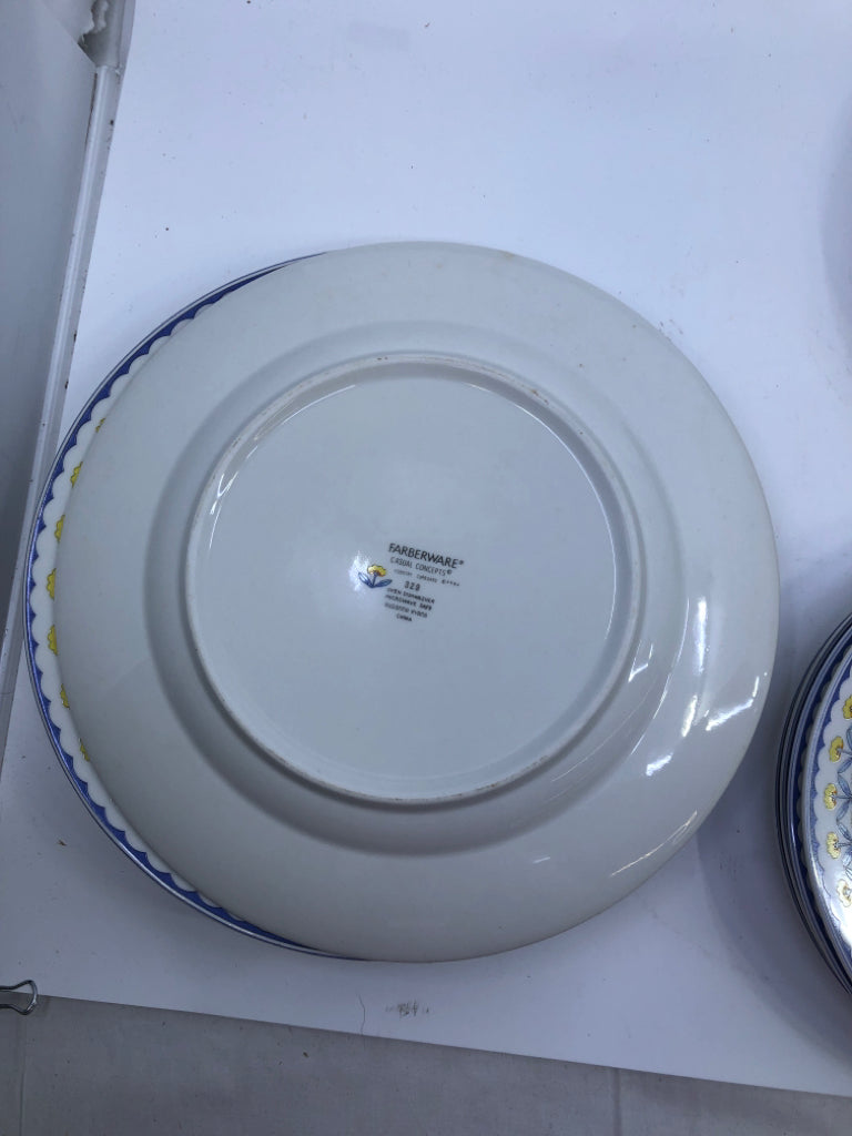 12PC BLUE, YELLOW FLORAL FARBERWARE DISH SET.
