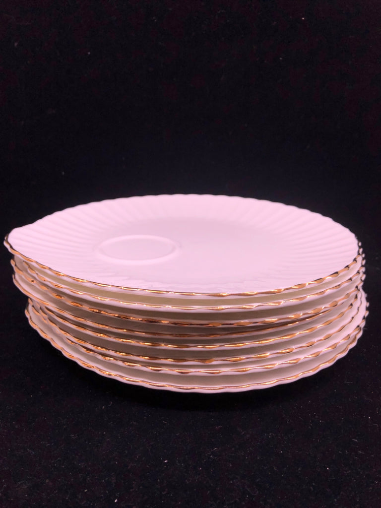 SVC 8 WHITE W GOLD RIM SNACK SET- 8 CUPS, 8 PLATES.