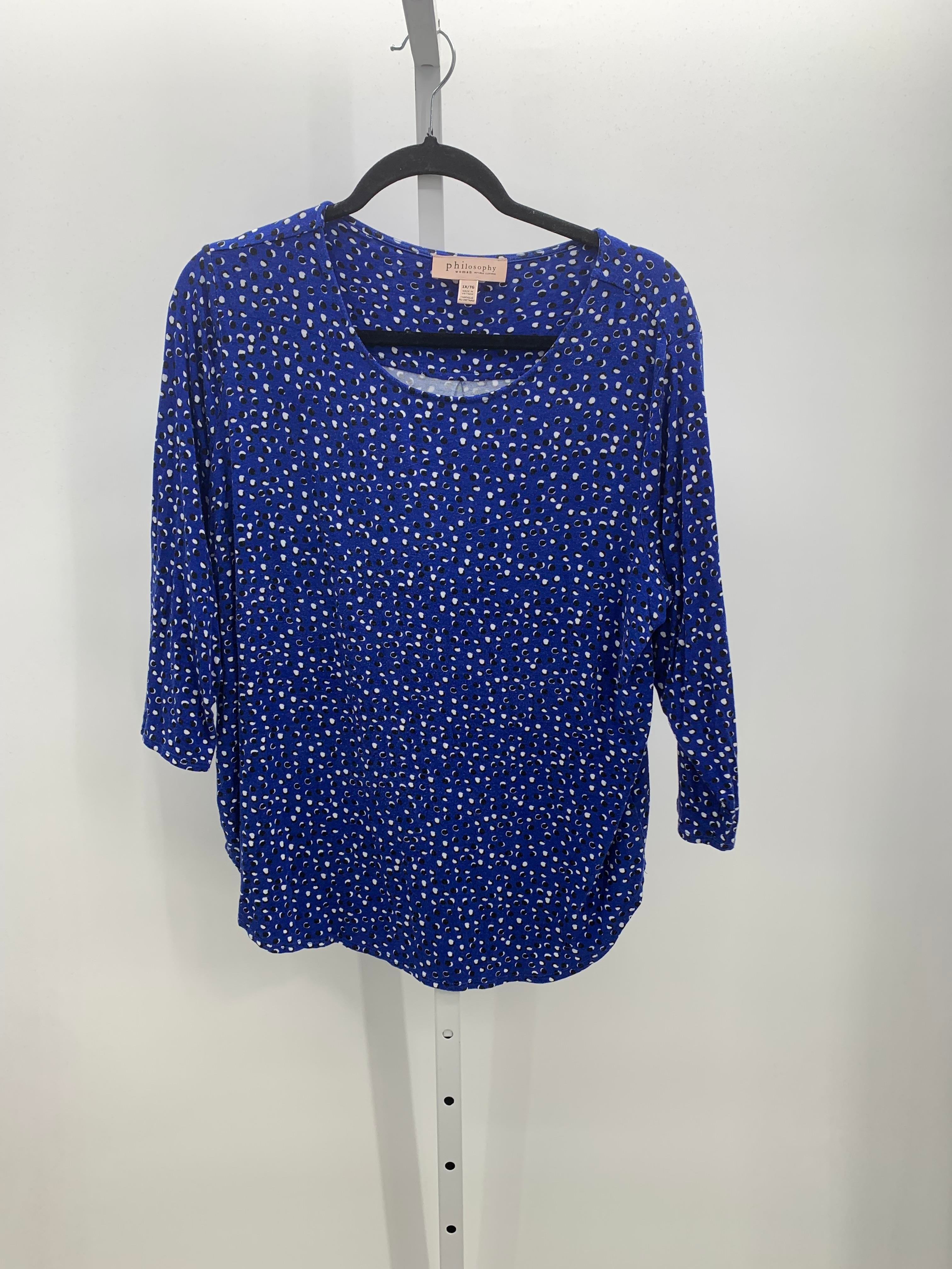philosophy Size 1X Womens 3/4 Sleeve Shirt