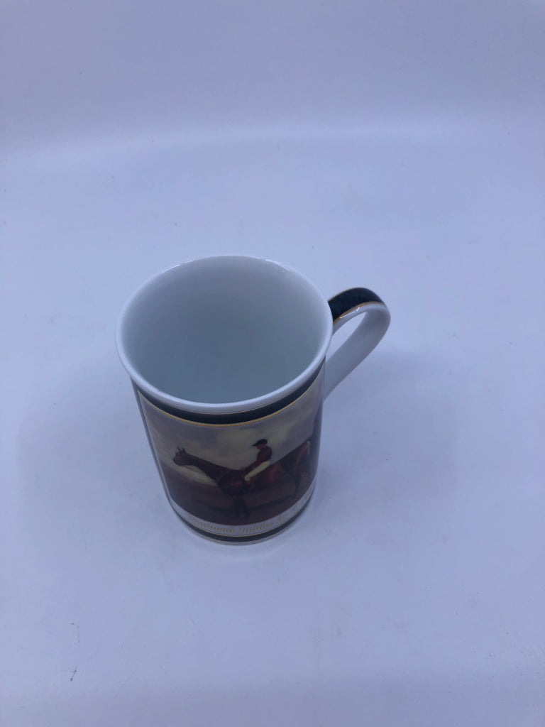 MAN RIDING HORSE MUG- CLOVERLEAF.