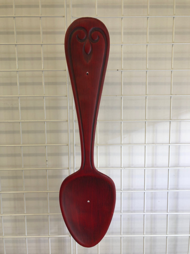 LARGE RED SPOON WALL-HANGING.