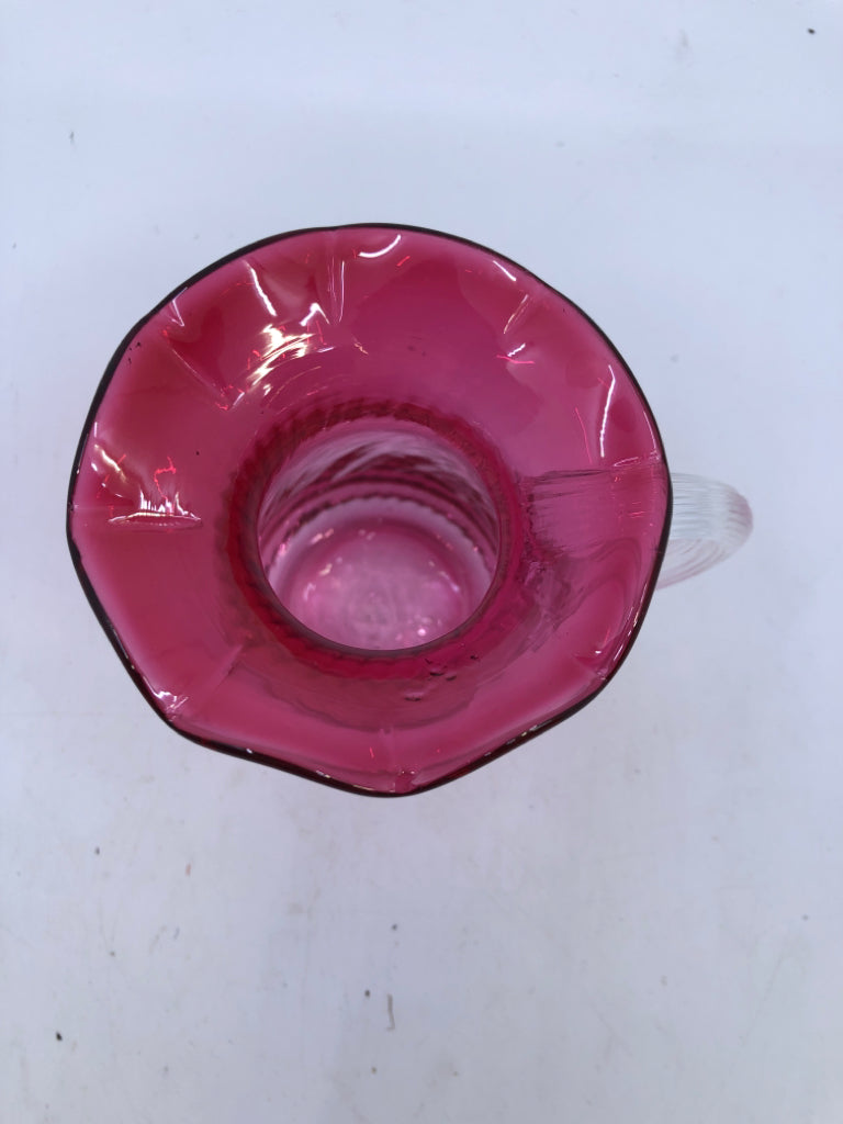 PINK BLOWN GLASS FLOWER BUD VASE.