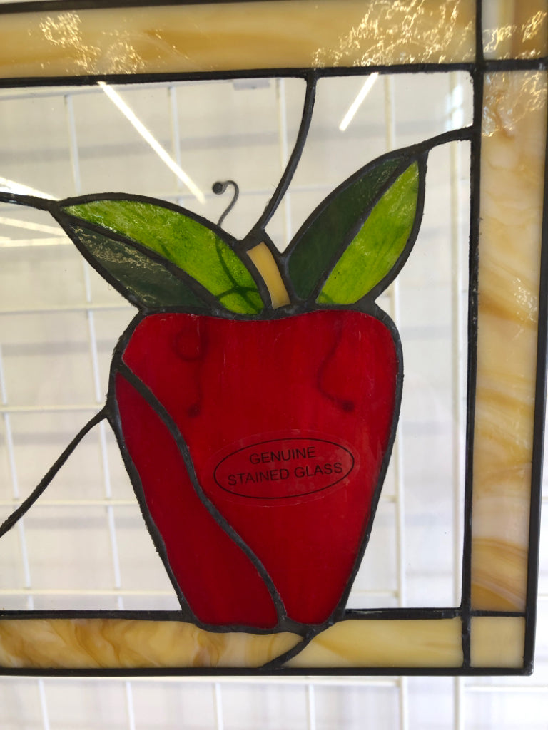 STAIN GLASS APPLE SUN CATCHER.