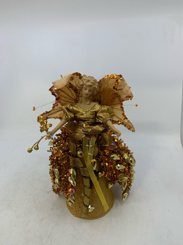 ANGEL TREE TOPPER W/ ORANGE BEADING.