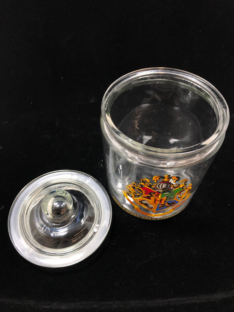 HARRY POTTER CLEAR GLASS CANISTER W/LID.