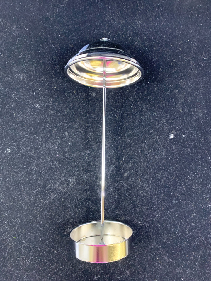 GLASS HAIR COMB CLEANER W/ METAL TOP+INSERT.