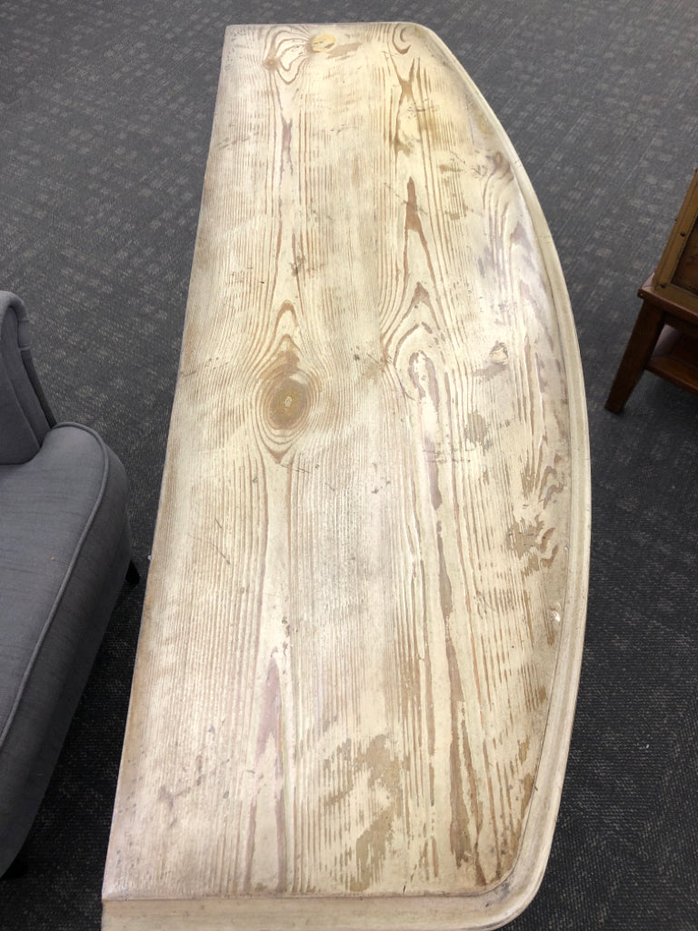 RUSTIC OFF WHITE 2 DRAWER CONSOLE TABLE W/ LOW SHELF.