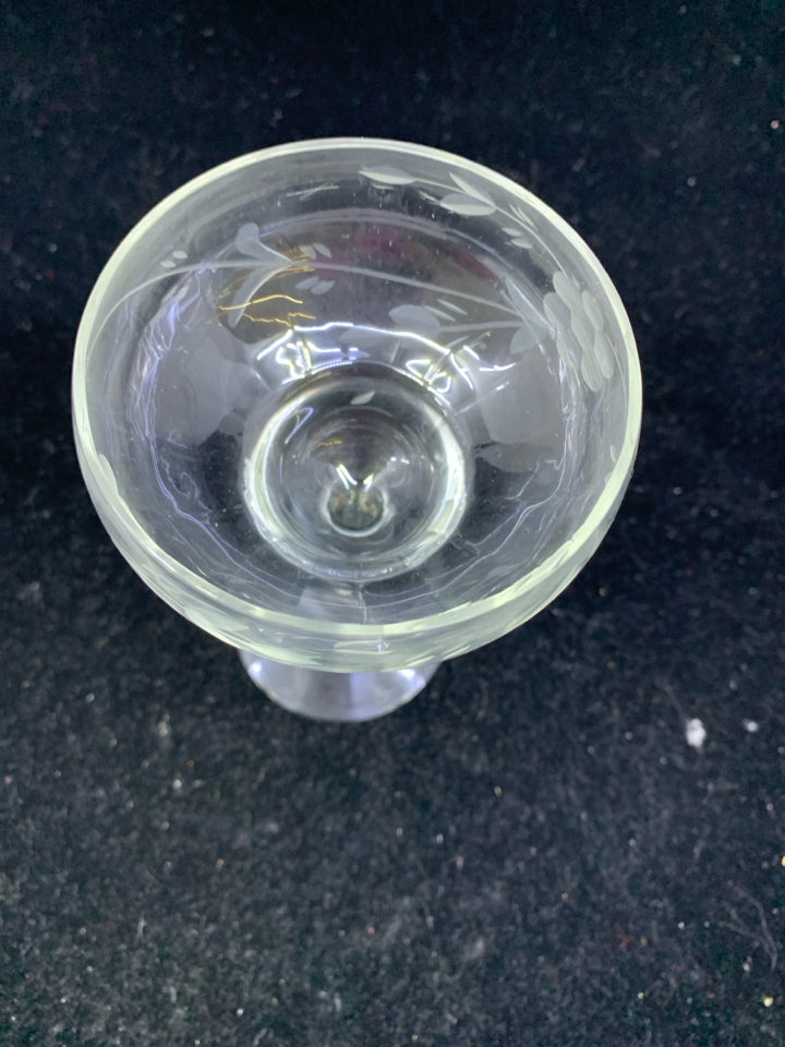6 PRINCESS HOUSE MINI ETCHED MARGARITA GLASSES.