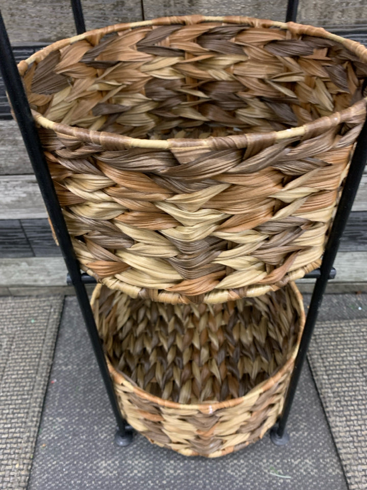 3 TIER WOVEN BASKET STORAGE.