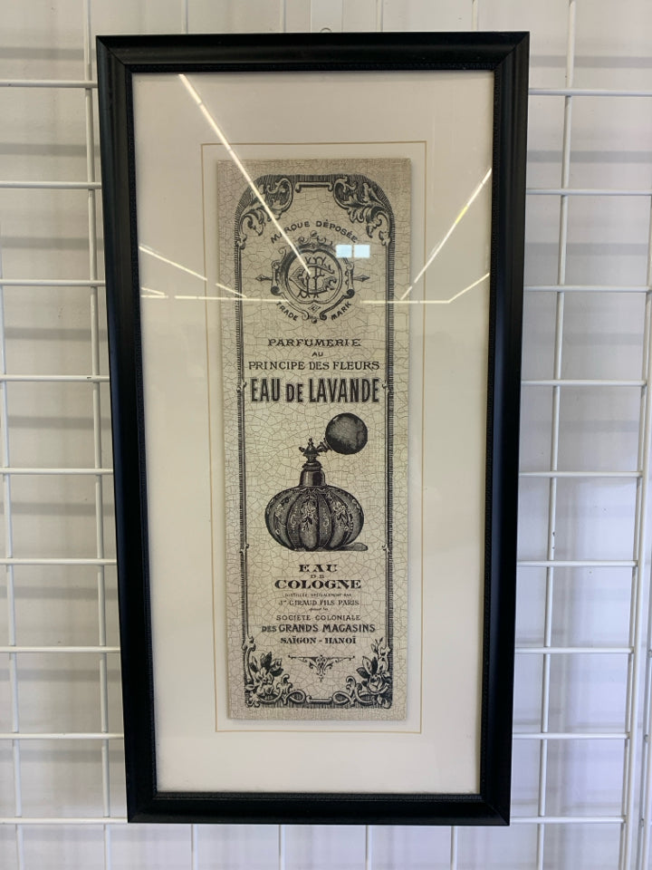 FRAMED PERFUME PRINT EAU DE COLOGNE.