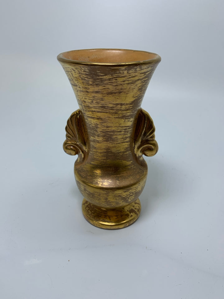 VTG GRANADA GOLD FOOTED VASE.