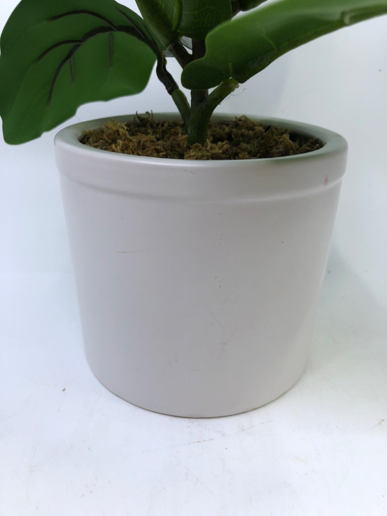 WHITE PLANTER W/ FAUX TREE.