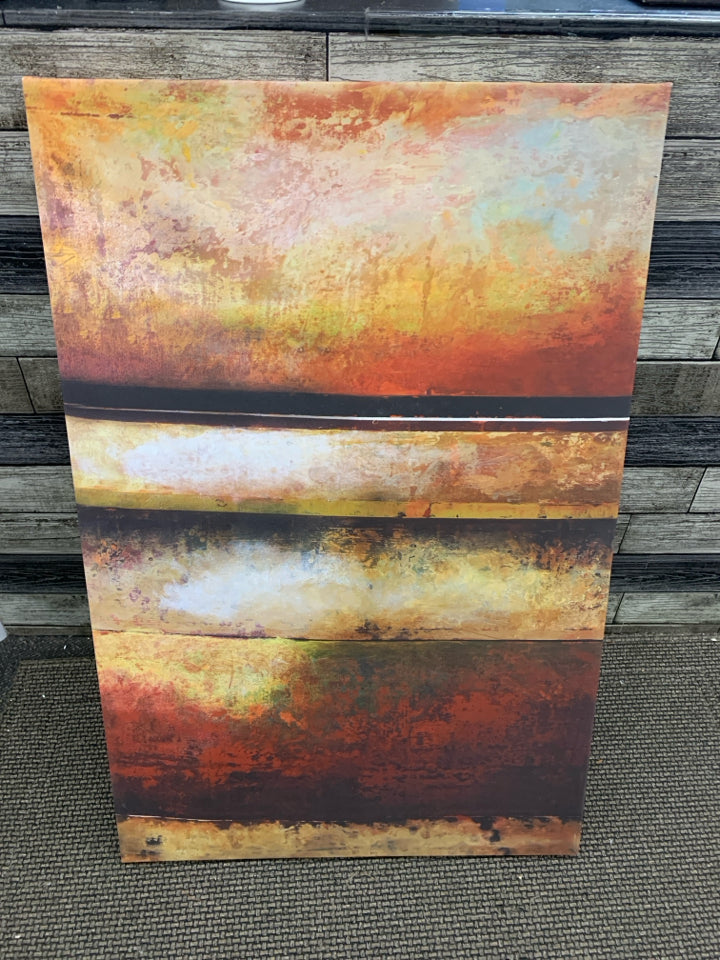 ABSTRACT WARM COLOR CANVAS WALL HANGING.