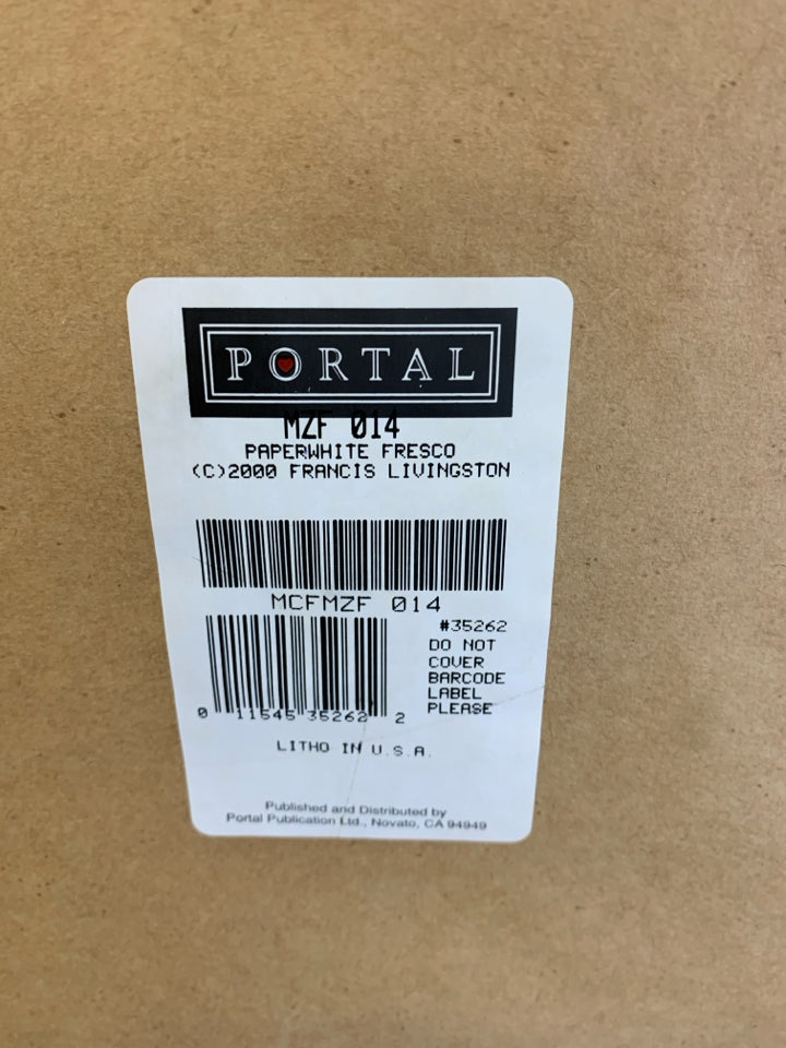 WHITE IRIS FLOWERS PAINTING IN WHITE WOOD FRAME.