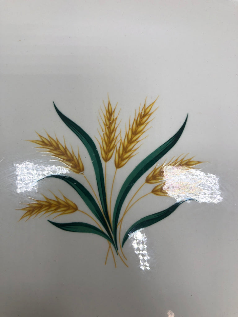 VTG WHEAT EMBOSSED SERVING PLATE W/GOLD RIM.