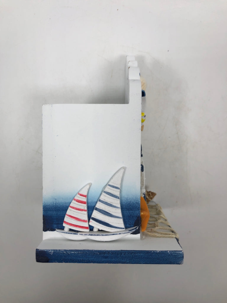 NAUTICAL WOODEN PENCIL HOLDER.